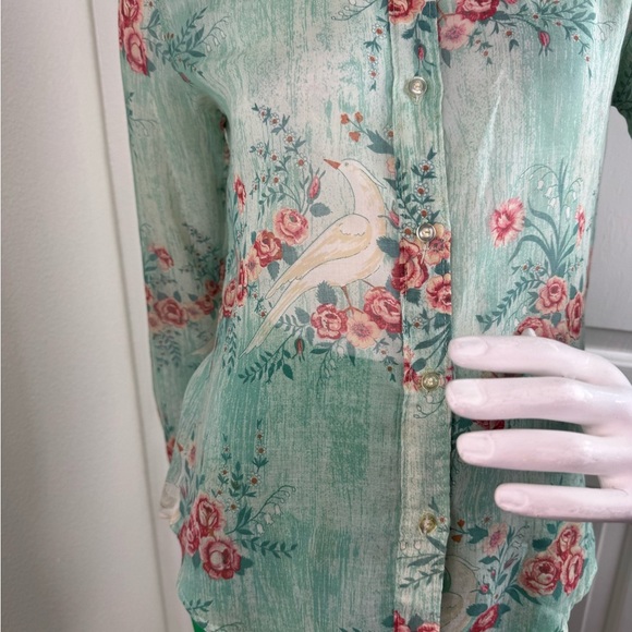 Stuffed shirt Vintage 60s 70s Sheer Shirt Floral Blouse.Size 11/32. A41 - Picture 4 of 15